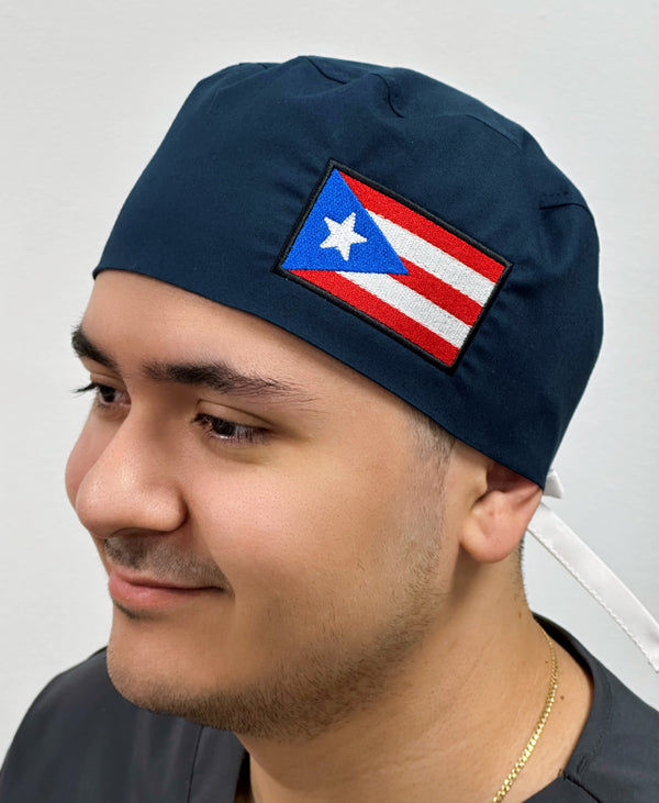 Puerto Rico Flag Custom Embroidered Unisex Scrub Cap – Personalized Adjustable Scrub Hat
