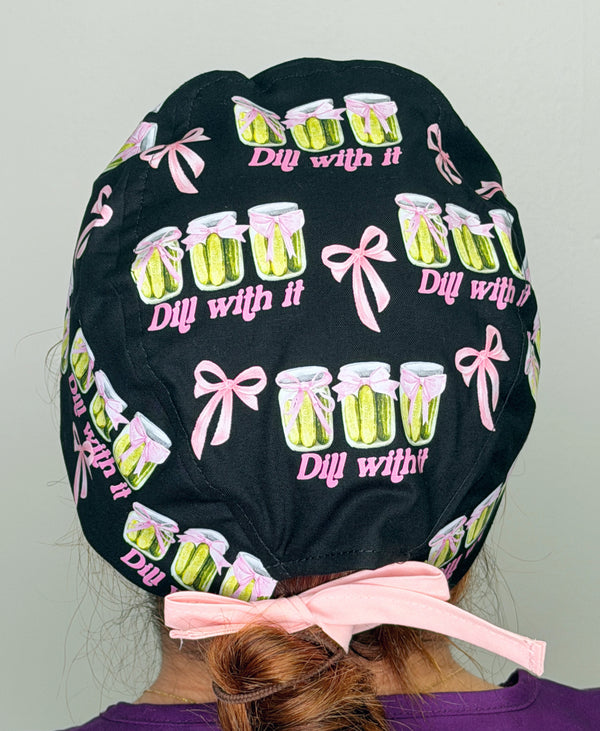 Dill With It Pickle Funny Custom Solid Color Unisex Scrub Cap