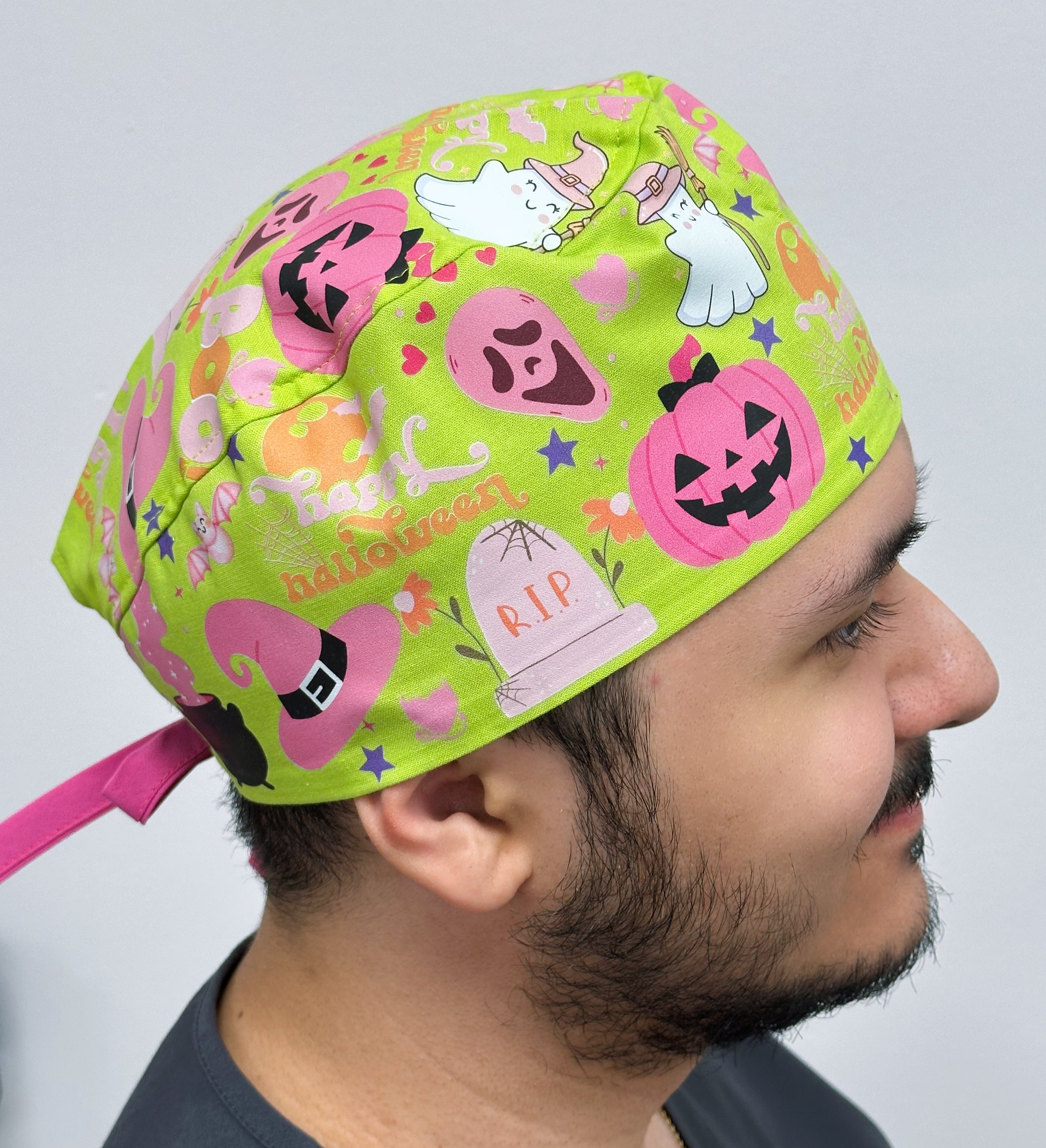 Pink Halloween Spooky Theme Custom Solid Color Unisex Scrub Cap