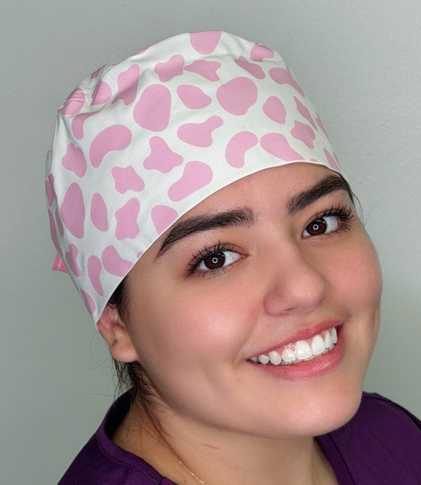 Custom Cow Print Solid Color Unisex Scrub Cap