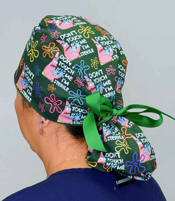 Patrick Funny Don't Touch Me I'm Sterile with Flowers Custom Solid Color Ponytail