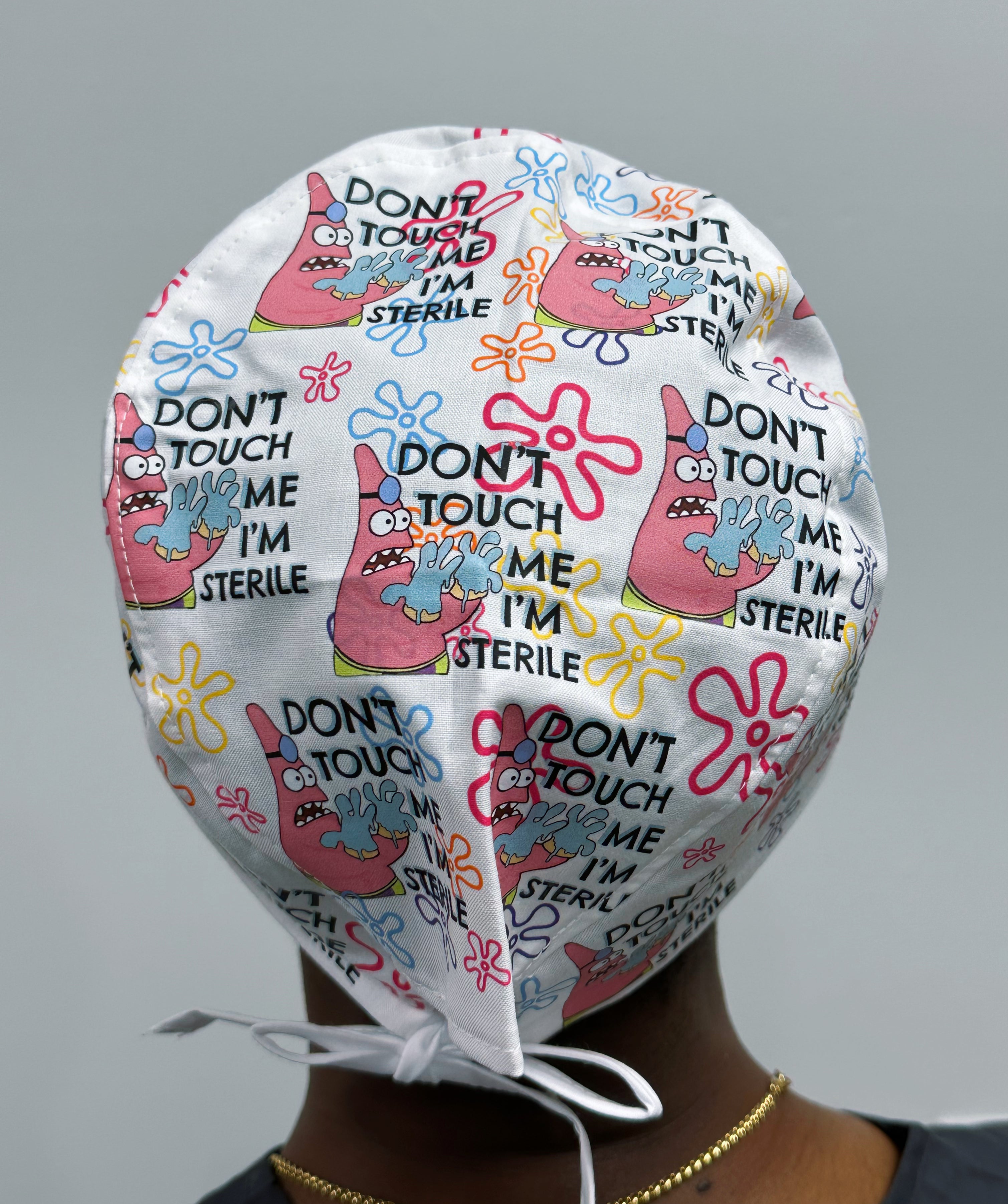 Funny Don't Touch Me WITH Flowers I'm Sterile Patrick Custom Solid Color Unisex Scrub Cap