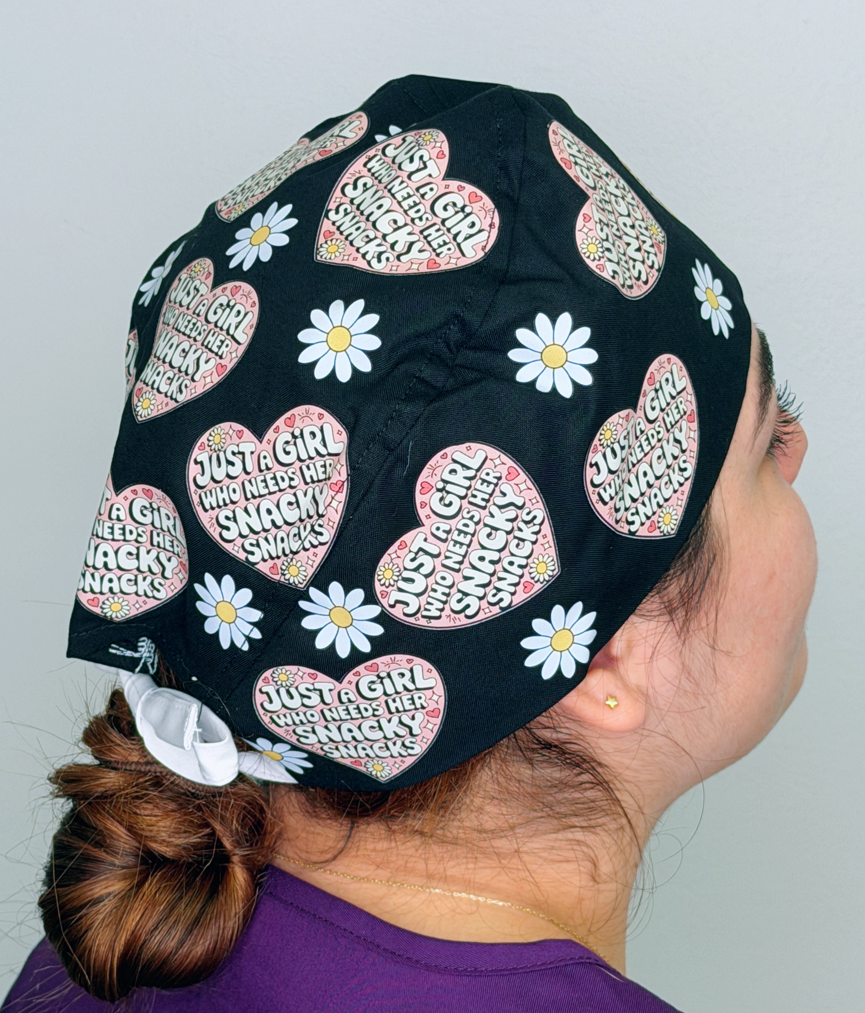 Just A Girl Who Needs Her Snacky Snacks Funny Themed Funny Custom Solid Color Unisex Scrub Cap