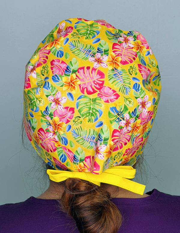 Hawaiian Hibiscus Floral Themed Funny Custom Solid Color Unisex Scrub Cap