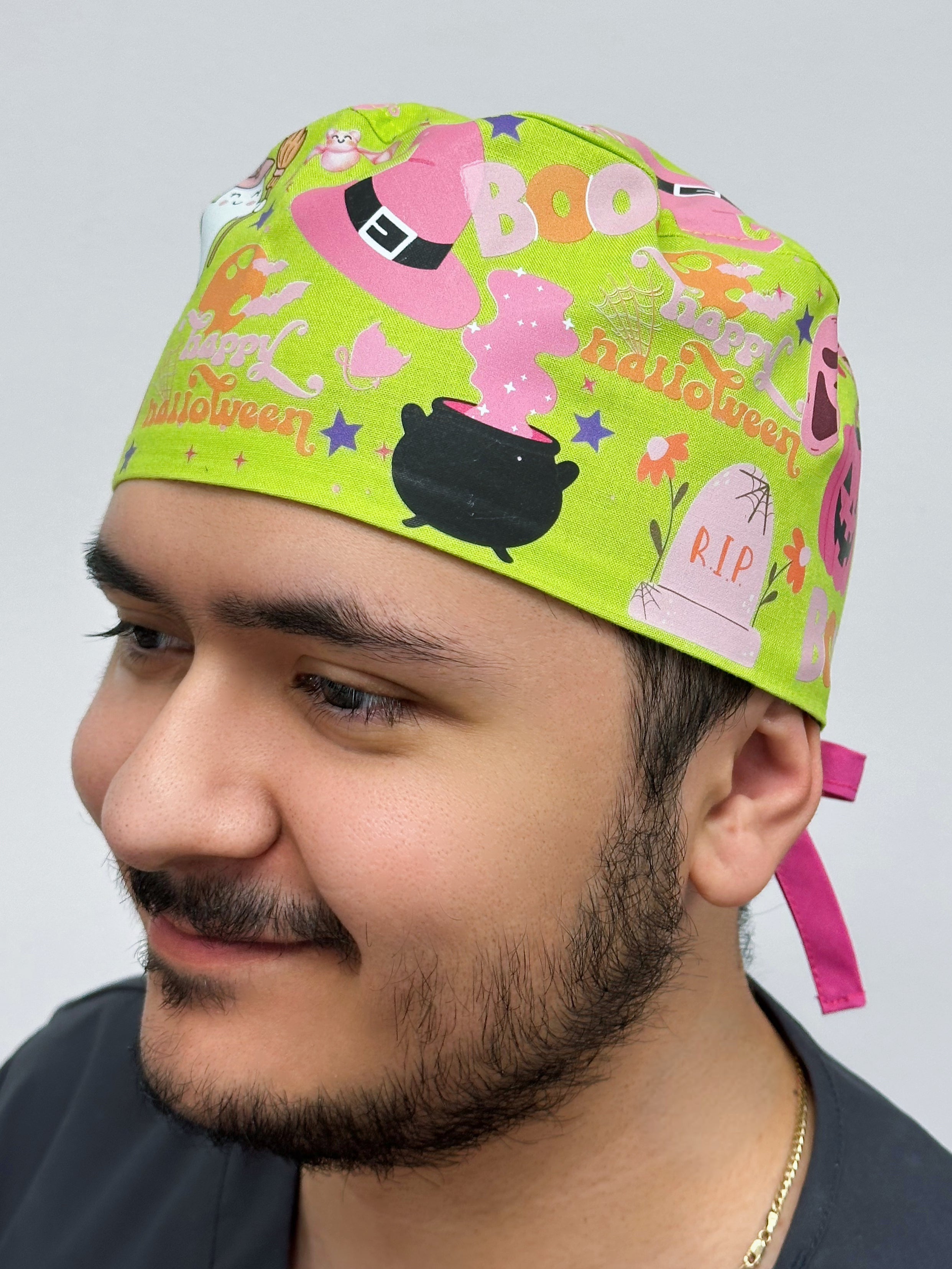 Pink Halloween Spooky Theme Custom Solid Color Unisex Scrub Cap