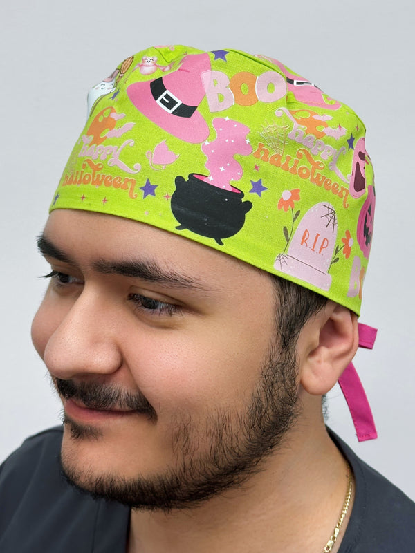 Pink Halloween Spooky Theme Custom Solid Color Unisex Scrub Cap