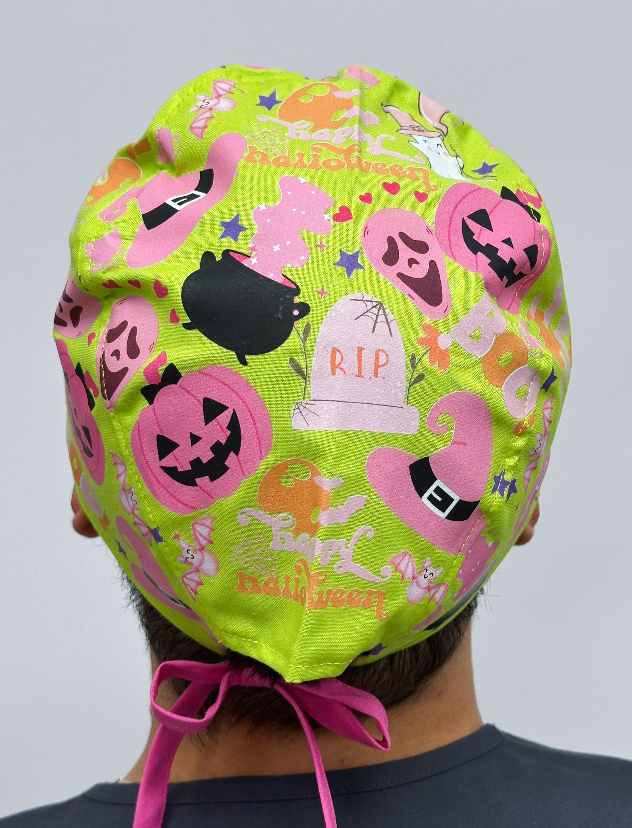 Pink Halloween Spooky Theme Custom Solid Color Unisex Scrub Cap