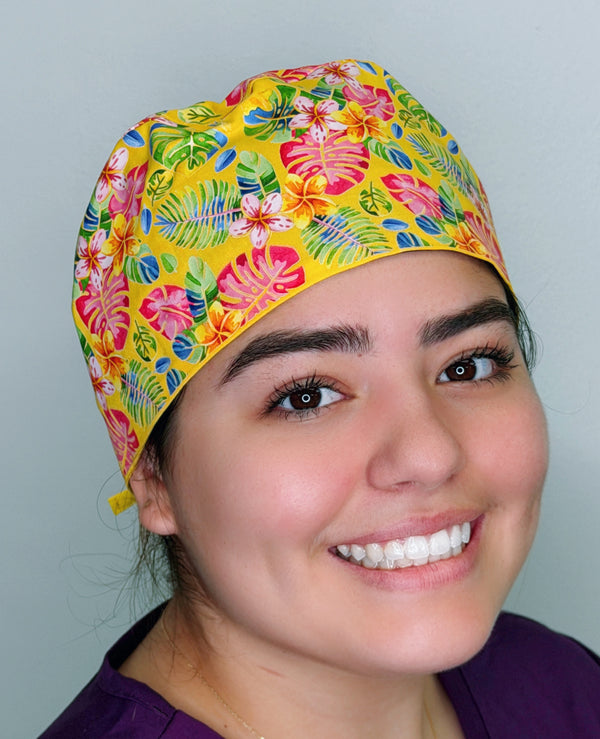 Hawaiian Hibiscus Floral Themed Funny Custom Solid Color Unisex Scrub Cap