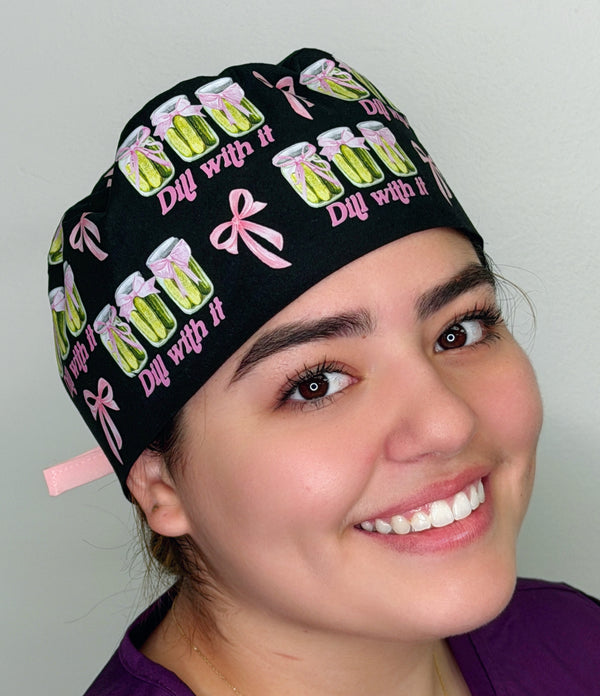 Dill With It Pickle Funny Custom Solid Color Unisex Scrub Cap
