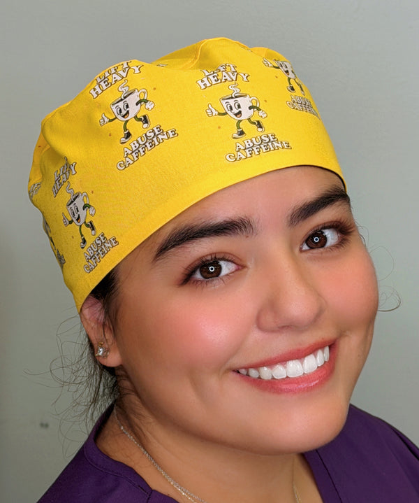Lift Heavy Abuse Caffeine Funny Gym Custom Solid Color Unisex Scrub Cap