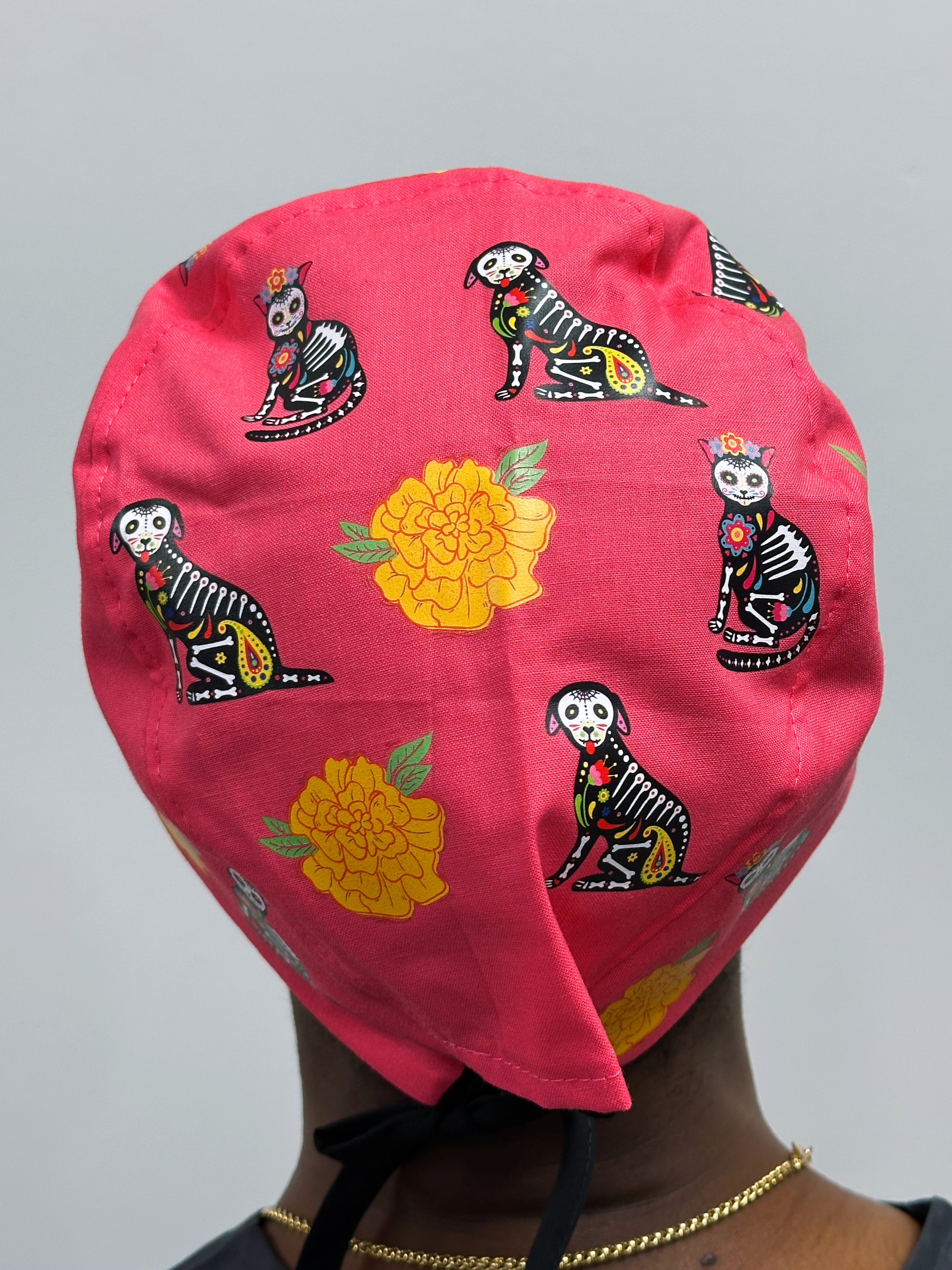 Day of the Dead Animal Theme Custom Solid Color Unisex Scrub Cap
