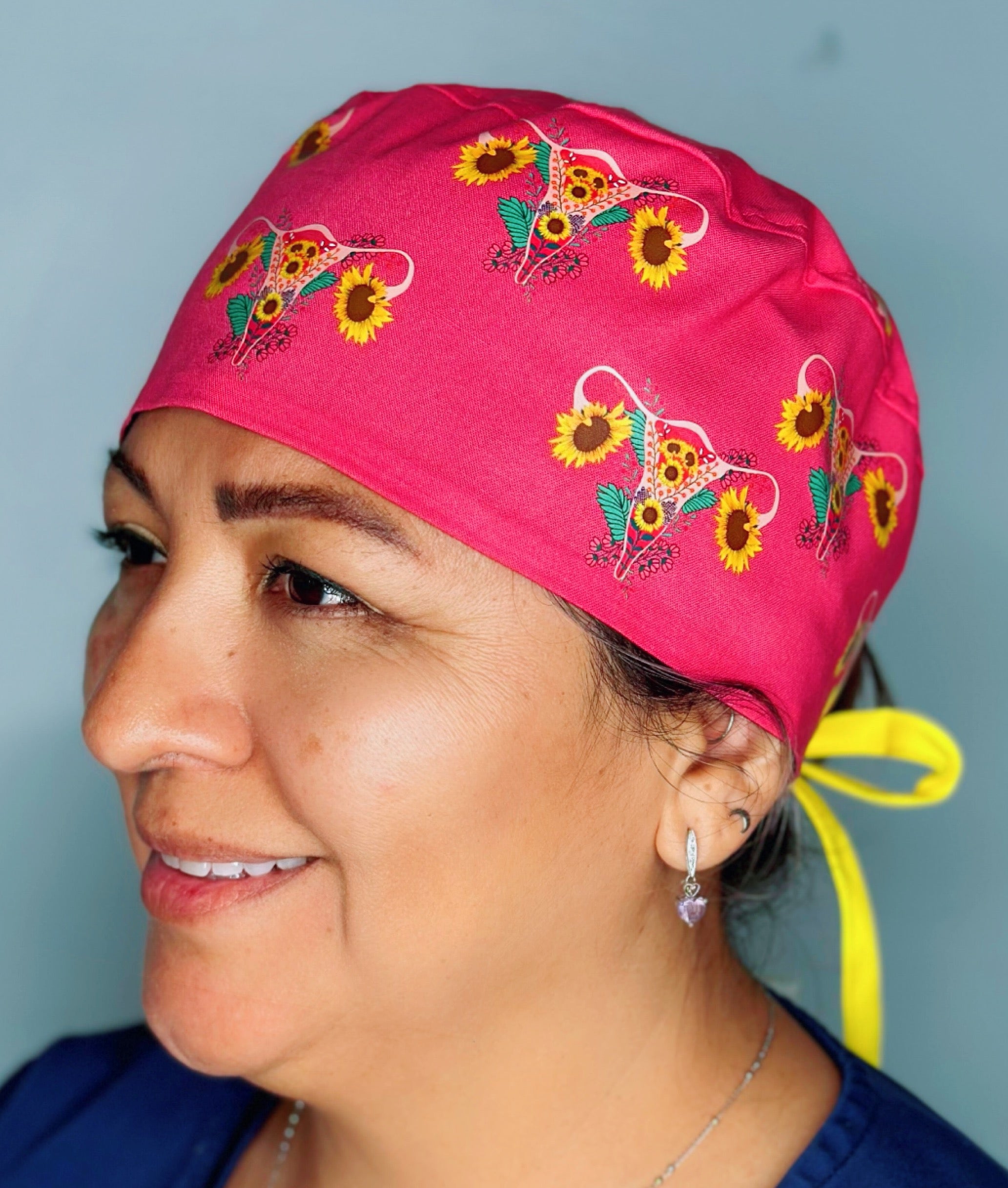 Floral Uterus Women Reproductive Anatomy Custom Solid Color Unisex Scrub Cap (Copy)