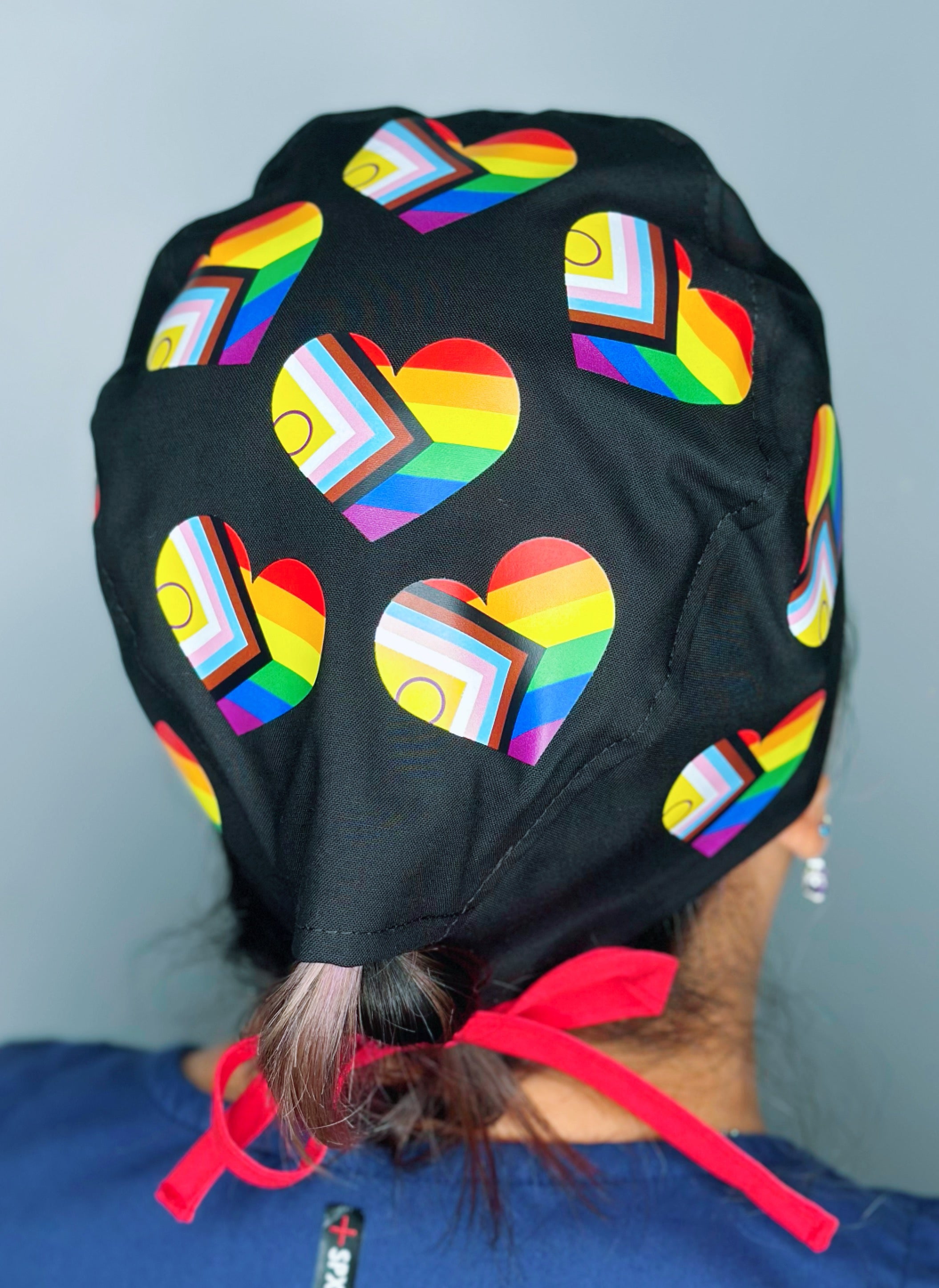 LGBTQIA+ Pride Flag Hearts Custom Solid Color Unisex Scrub Cap (Copy)