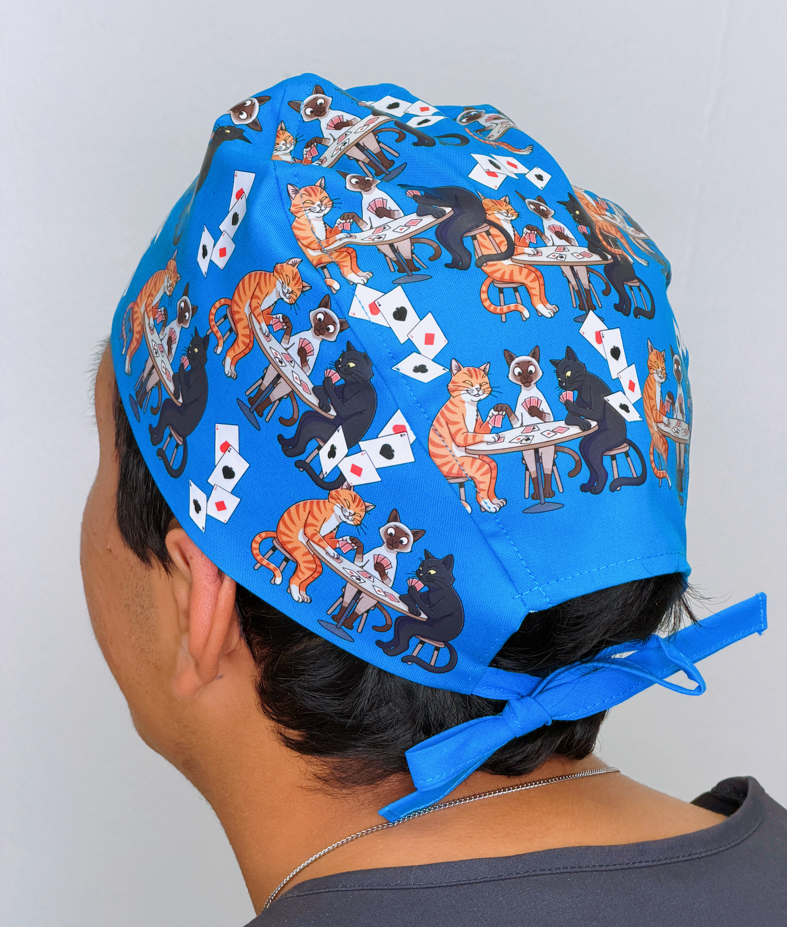 Funny Cats Playing Poker Custom Solid Color Unisex Scrub Cap