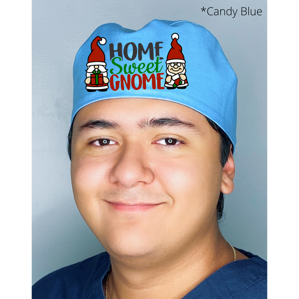 Home Sweet Gnome Funny Christmas Themed Custom Solid Color Unisex Scrub Cap