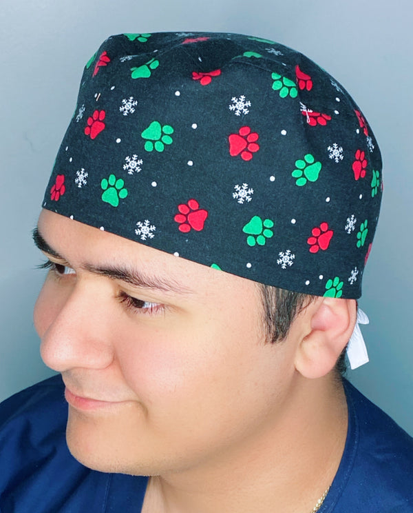 Paws & Snowflakes Dog Themed Christmas/Winter themed Unisex Holiday Scrub Cap