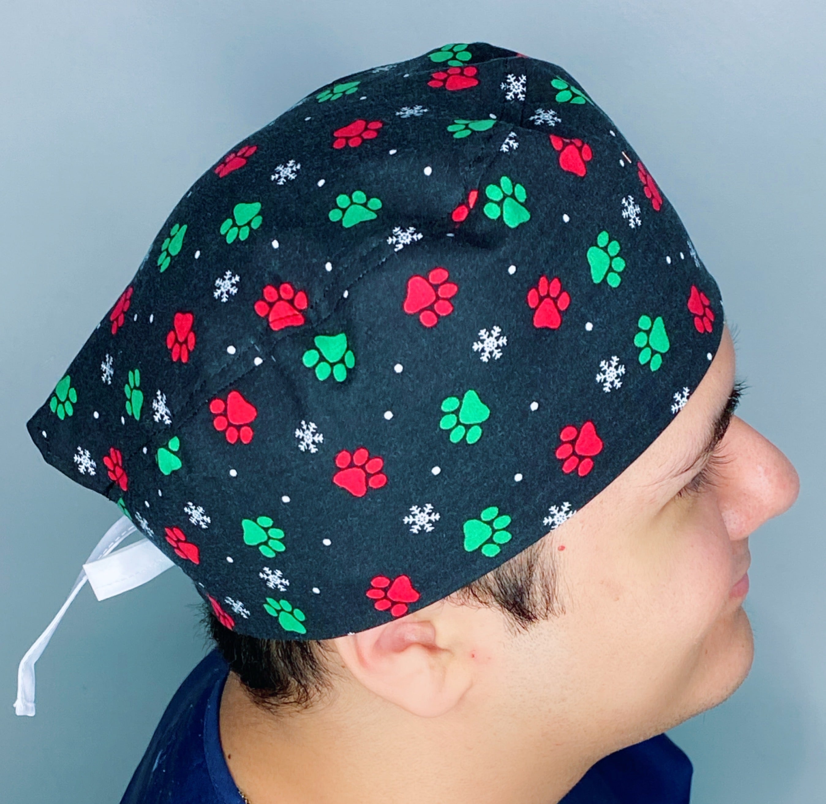 Paws & Snowflakes Dog Themed Christmas/Winter themed Unisex Holiday Scrub Cap