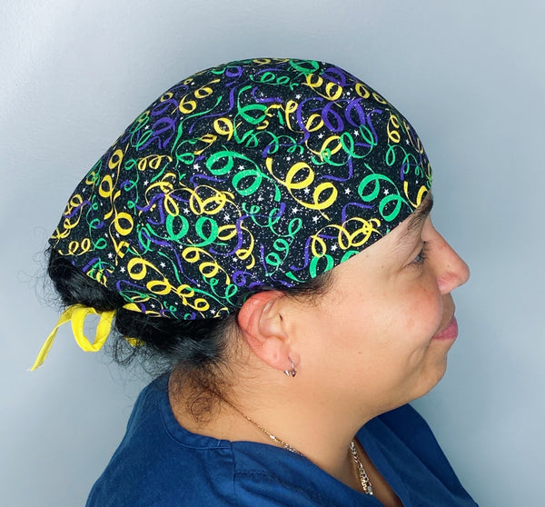 Glitter & Confetti Mardi Gras Unisex Holiday Scrub Cap