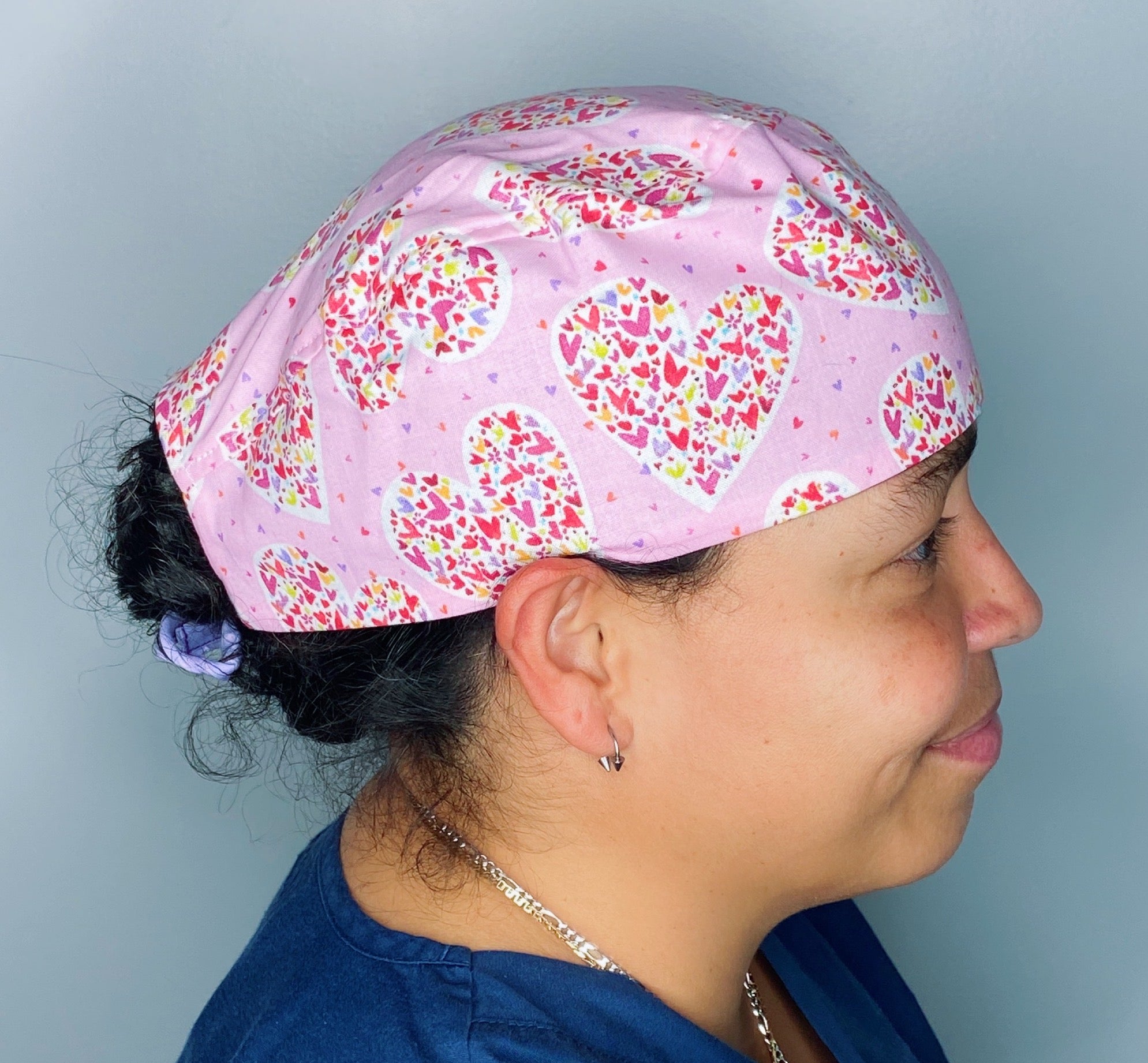 Small Colorful Hearts Valentine's Day Unisex Holiday Scrub Cap
