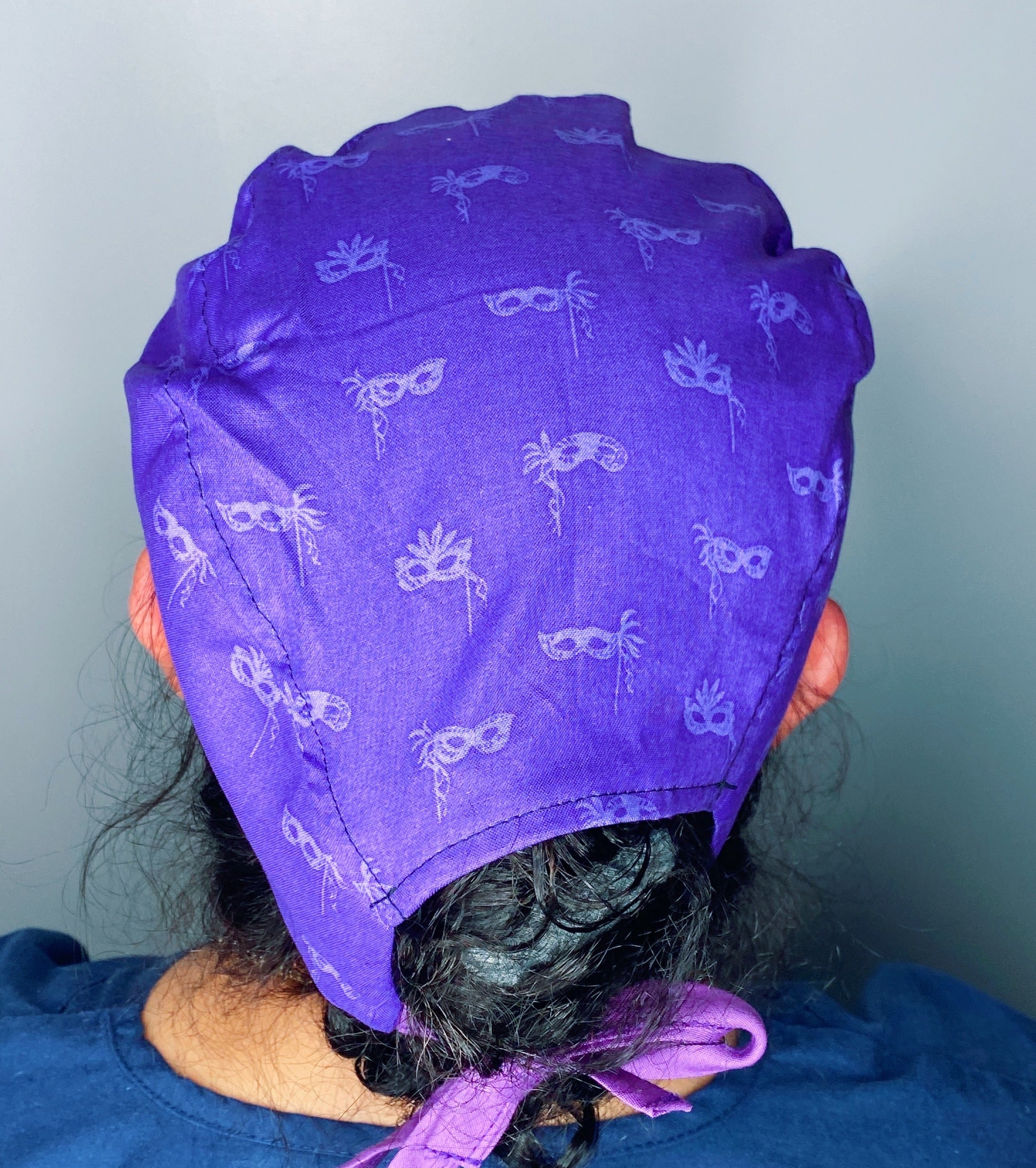 Purple Masquerade Masks Mardi Gras Unisex Holiday Scrub Cap
