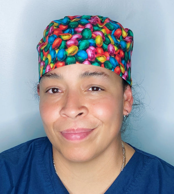 Neon Colorful Easter Eggs Unisex Holiday Scrub Cap