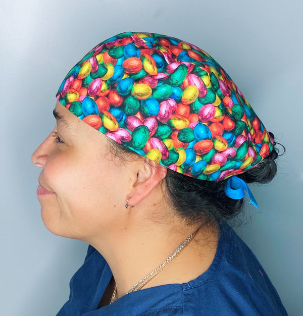 Neon Colorful Easter Eggs Unisex Holiday Scrub Cap
