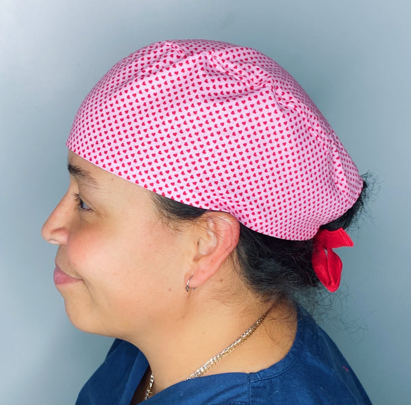 Small Hearts on Pink Valentine's Day Unisex Holiday Scrub Cap
