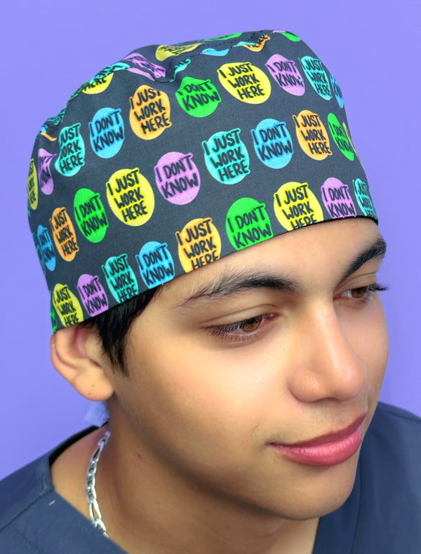 Funny I Don't Know, I Just Work Here Unisex Medical Theme Scrub Cap