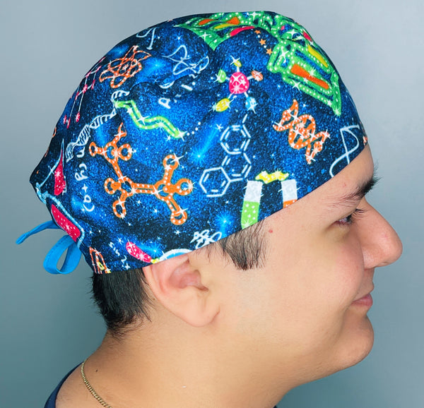 Chemistry in the Galaxy Navy Blue Design Unisex Cute Scrub Cap