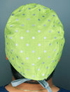 Silver Polka Dots on Green Unisex Cute Scrub Cap
