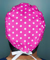 White Polka Dots on Hot Pink Unisex Cute Scrub Cap