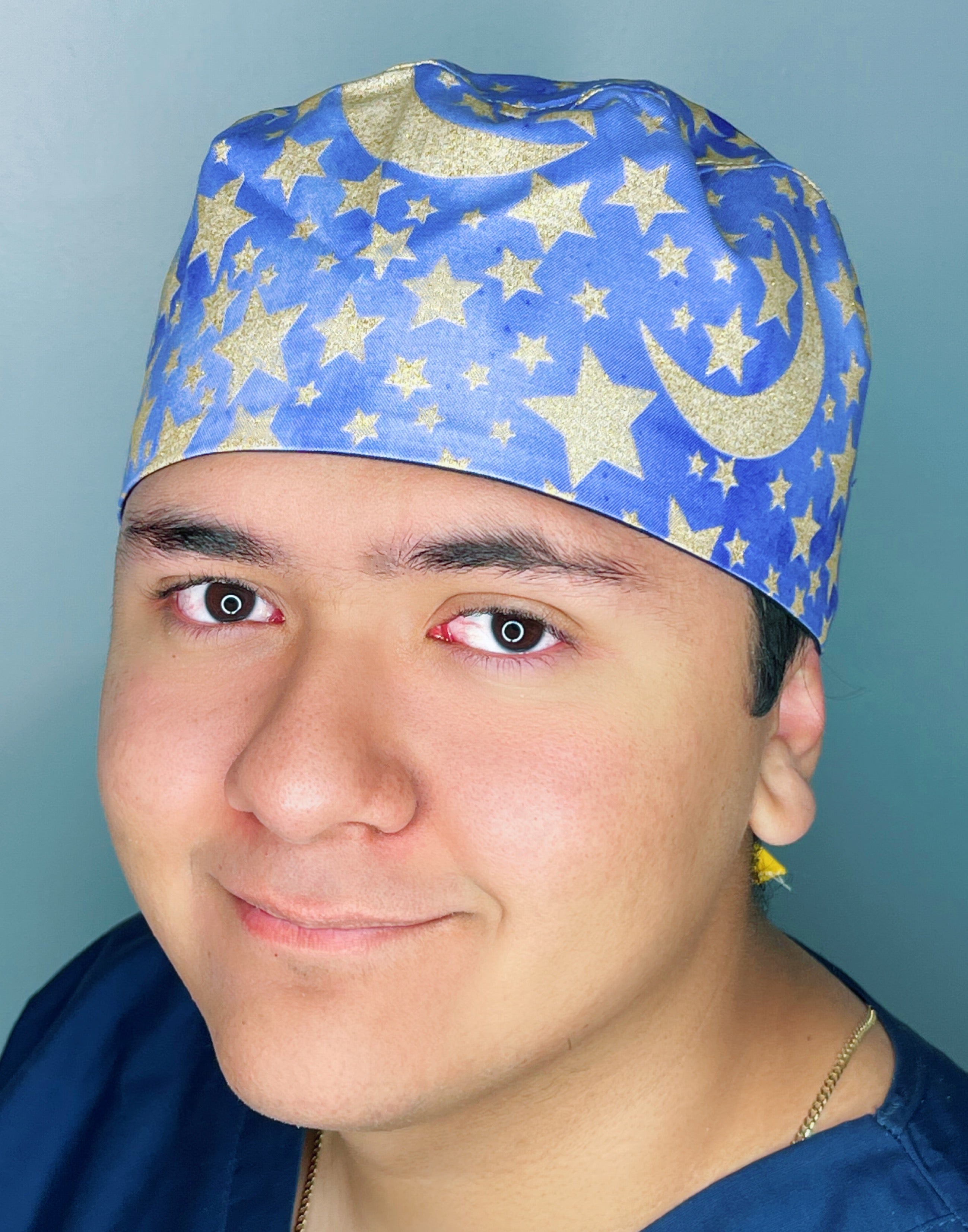 Stars & Moons Glitter Lavender Blue Unisex Fancy Scrub Cap