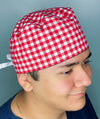 Red & White Picnic Blanket Design Unisex Cute Scrub Cap