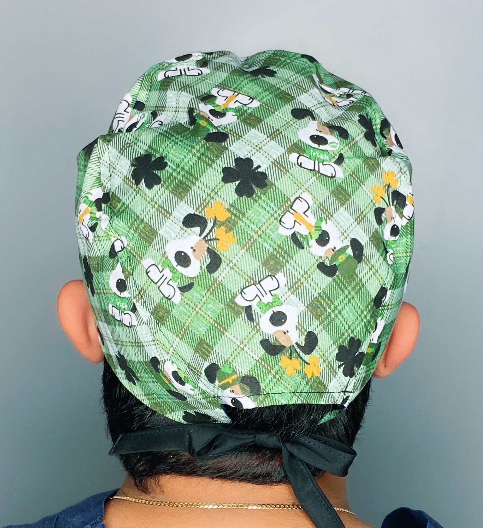 Clover Leaves and Pups St. Patrick's Day Unisex Holiday Scrub Cap