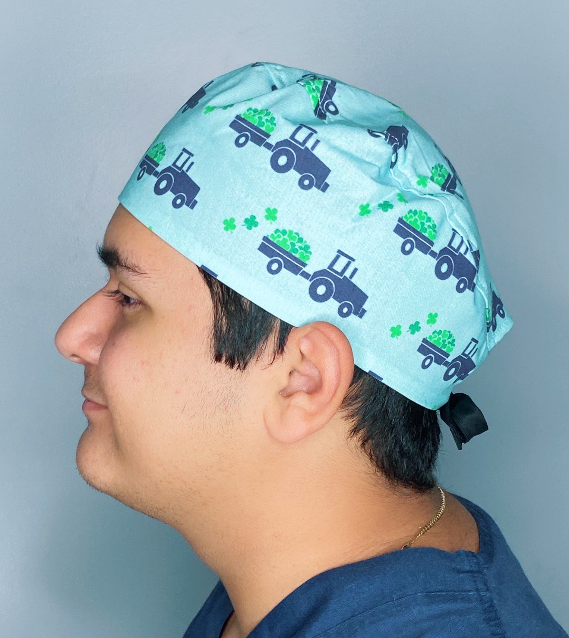 Clover Leaves & Tractors St. Patrick's Day Unisex Holiday Scrub Cap