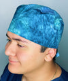 Blue Tie Dye Design Unisex Cute Scrub Cap