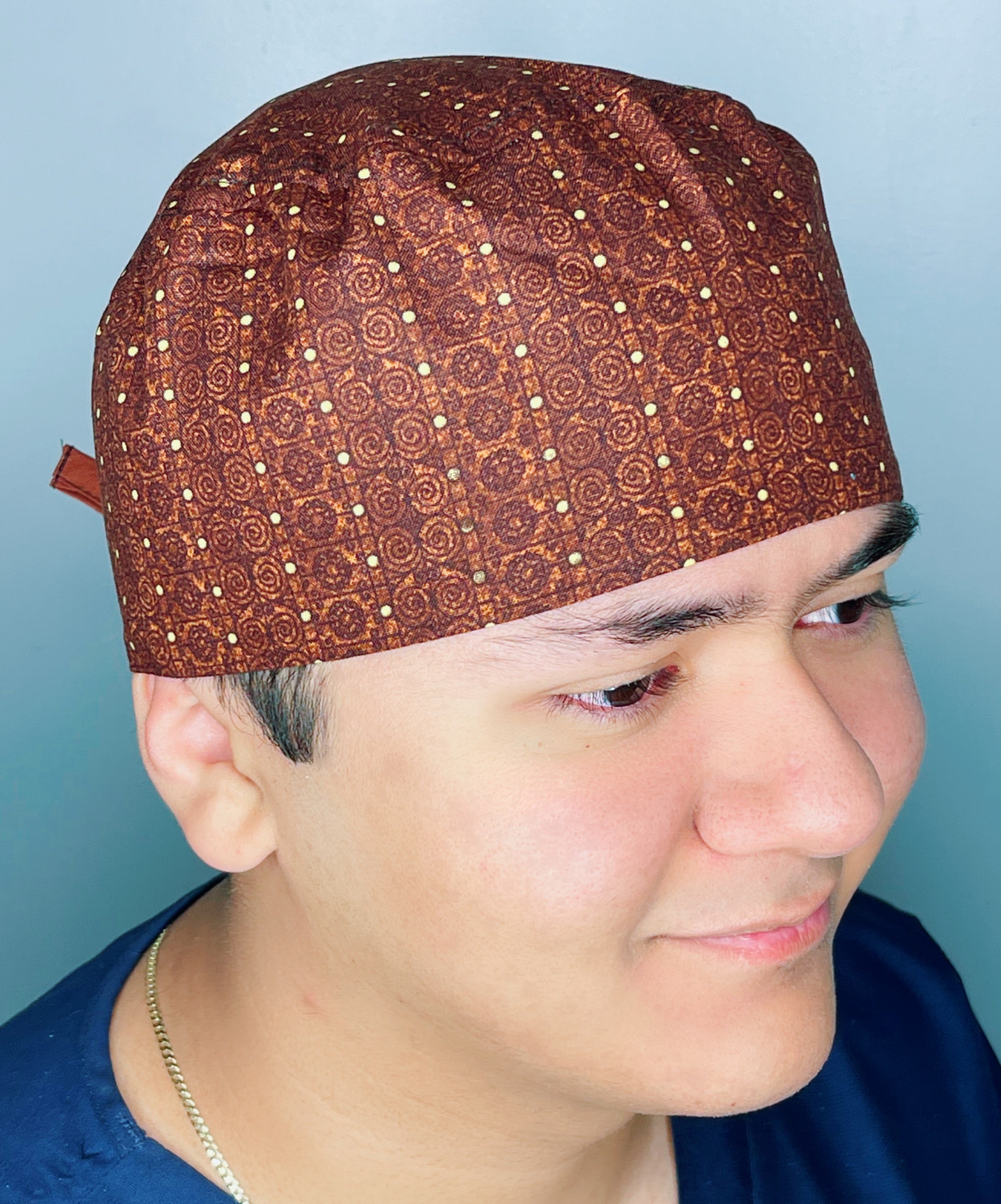 White Polka Dots Brown Unisex Cute Scrub Cap