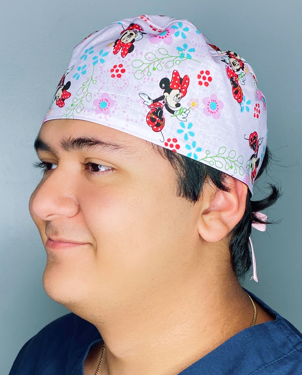 Girly Mouse with Polka Dot Bow Red Unisex Geek Scrub Cap