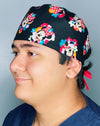 Girly Mouse with Polka Dot Bow Red & Flowers Unisex Geek Scrub Cap