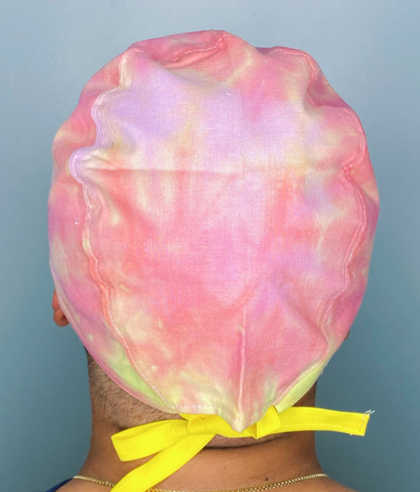 Pink, Yellow & Orange Tie Dye Design Unisex Cute Scrub Cap