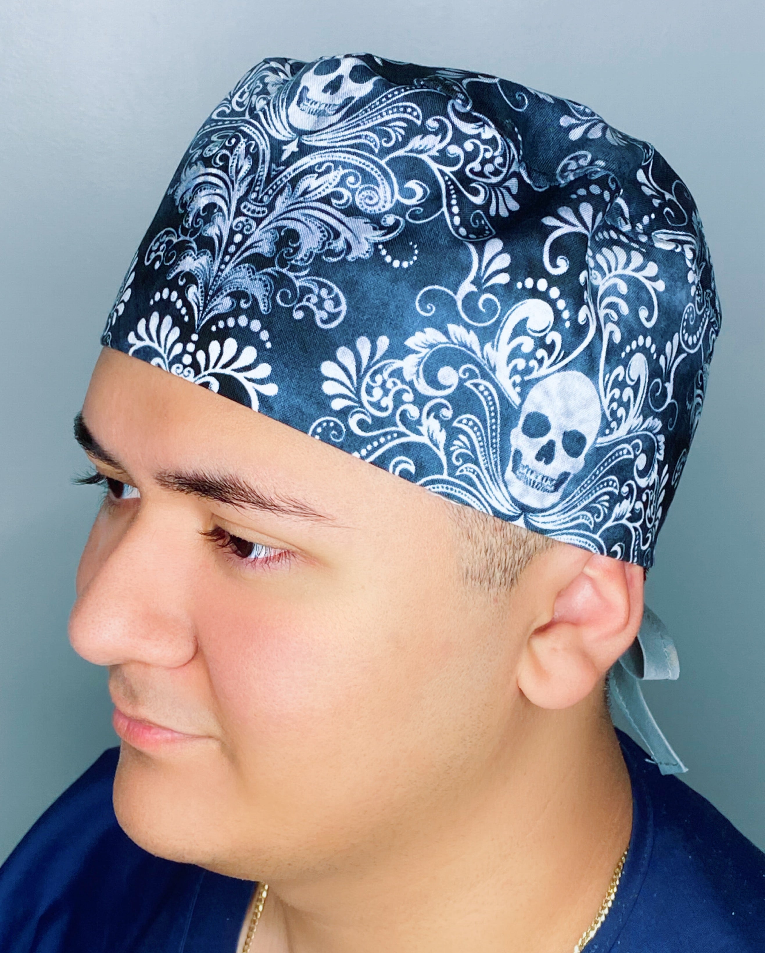 Gothic Smoke Skulls Halloween Unisex Holiday Scrub Cap