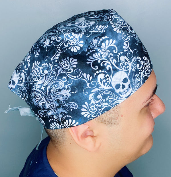 Gothic Smoke Skulls Halloween Unisex Holiday Scrub Cap