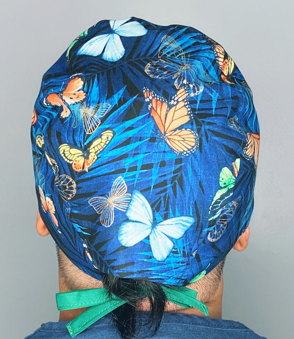 Beautiful Butterflies on Royal Blue Unisex Animal Scrub Cap
