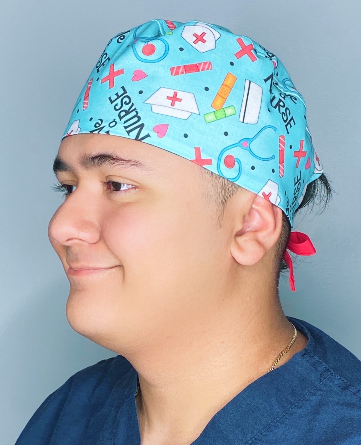 Love a Nurse Aqua Unisex Medical Theme Scrub Cap