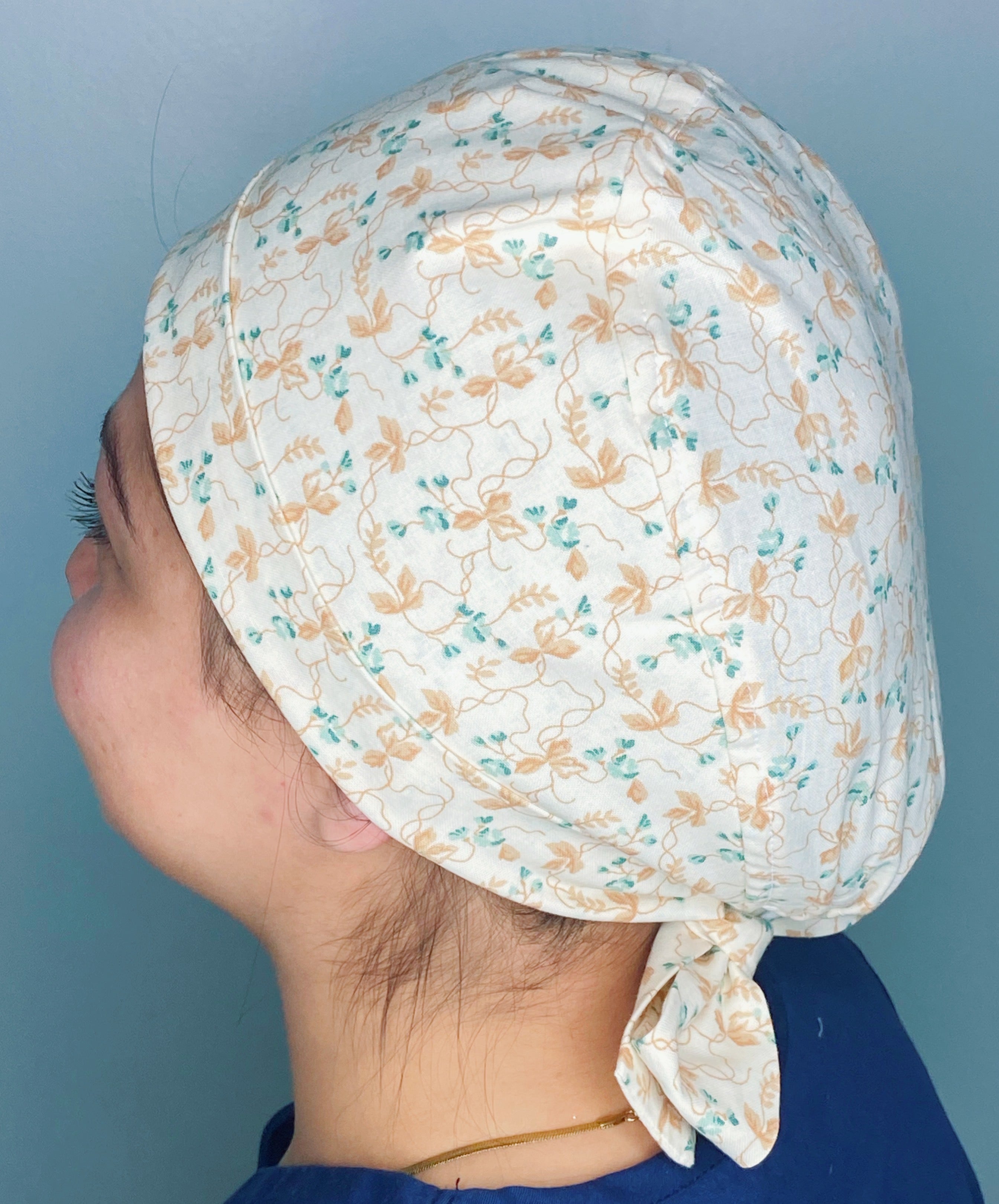 Delicate Blue Flowers on Beige Floral Themed Pixie