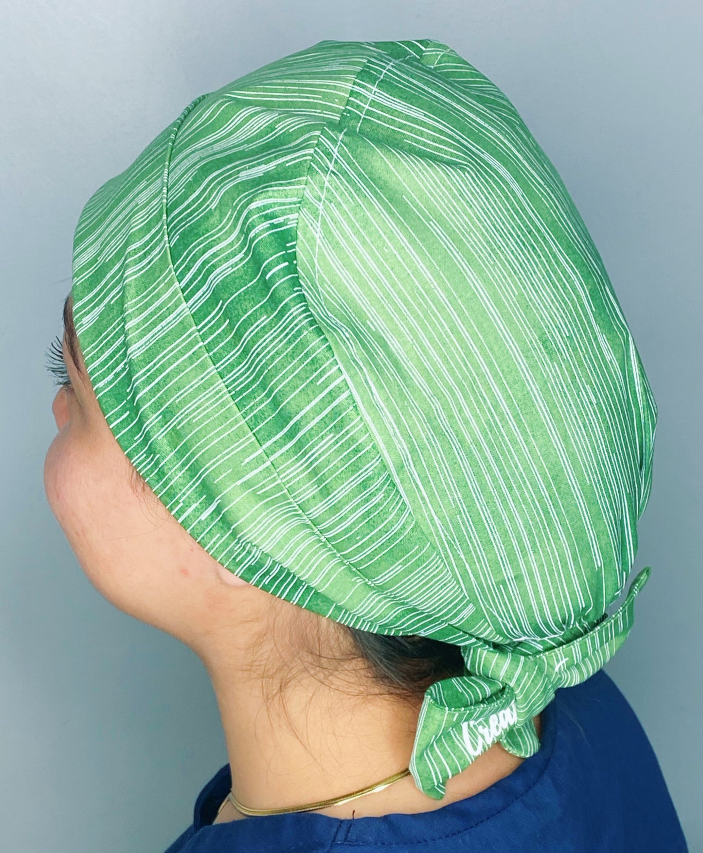White Thin Stripes on Green Pattern Fancy Themed Pixie