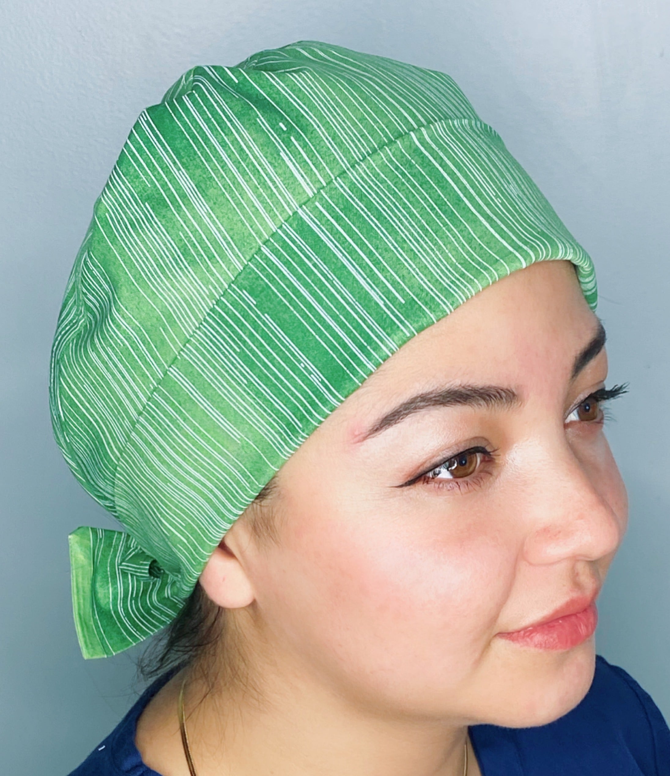 White Thin Stripes on Green Pattern Fancy Themed Pixie