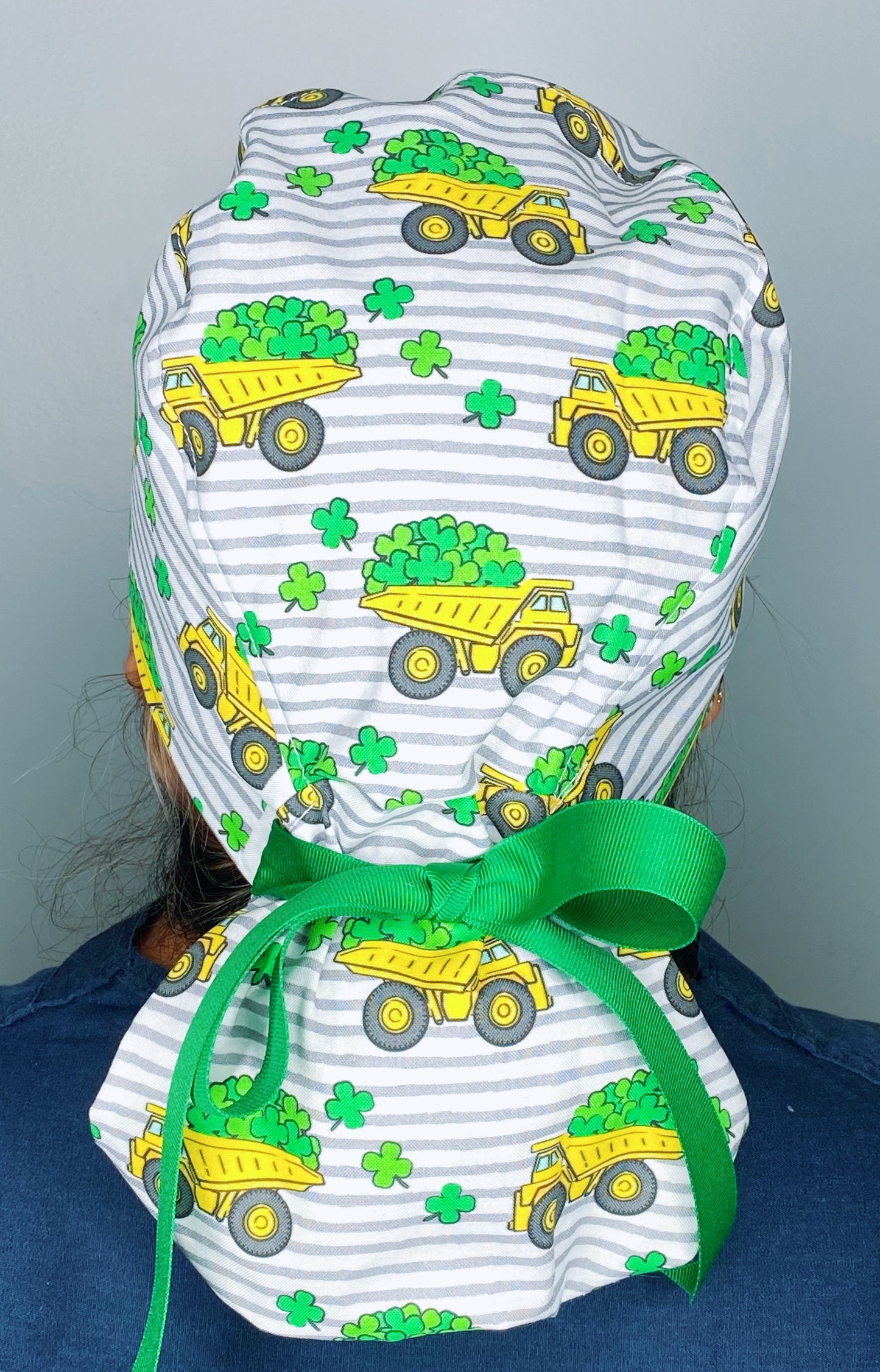Clover Leaves & Tractors St. Patrick's Day Ponytail