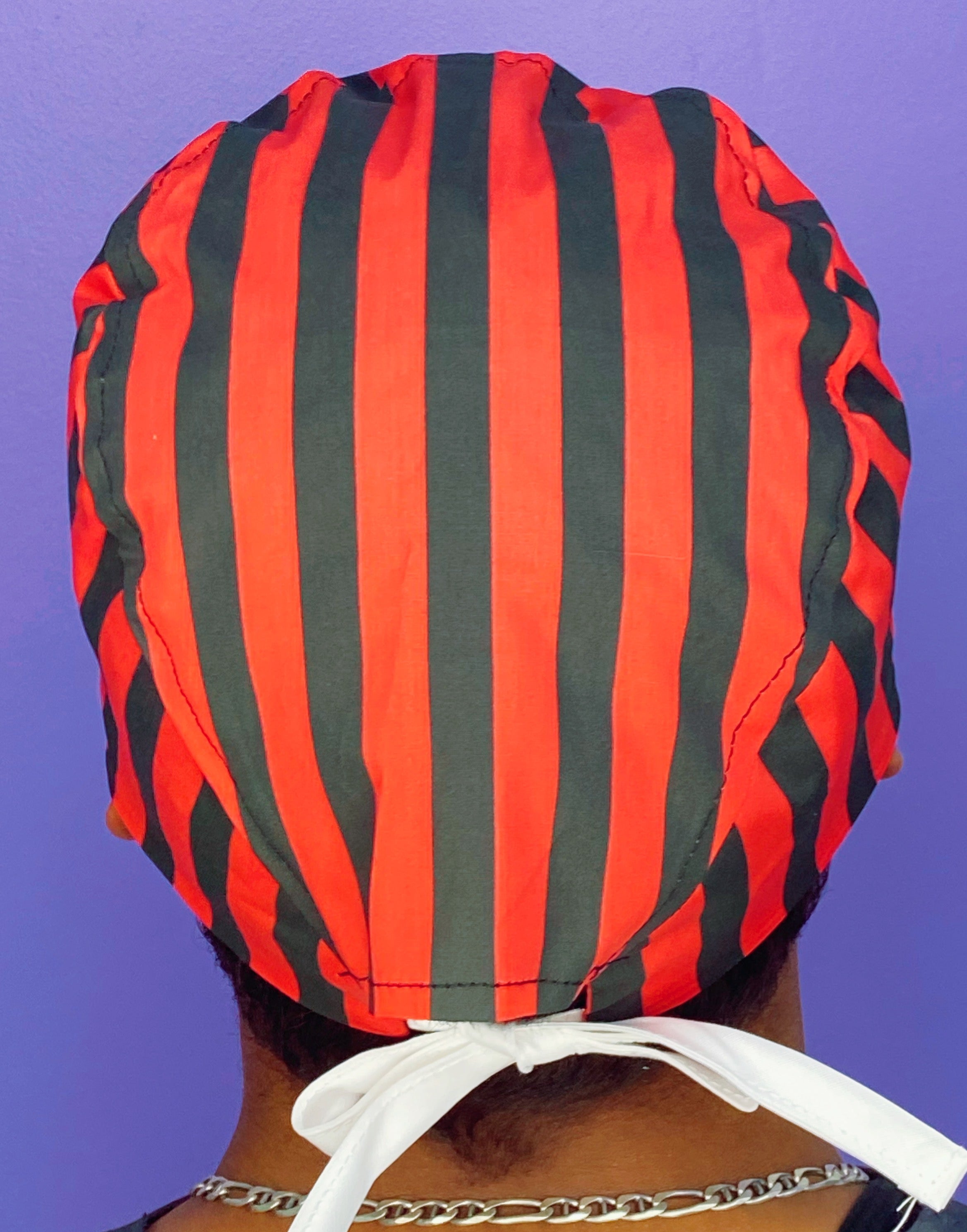 Red & Black Stripes Design Unisex Cute Scrub Cap