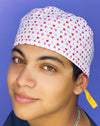 Small Red & Pink Hearts on White Valentine's Day Unisex Holiday Scrub Cap